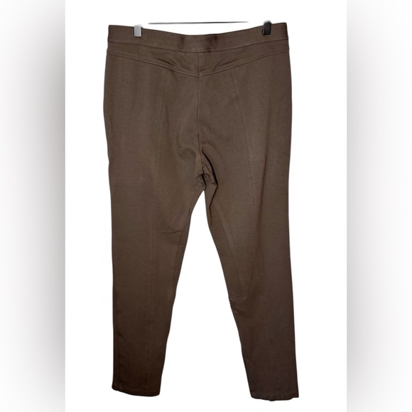 Chico’s Knit Jodhpur Style Brown Pants Stretch Ponte Faux Pockets Sz 10 - Picture 2 of 8